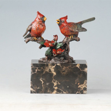 Animal Bird Statue en laiton Red Birdle Lovers Bronze Sculpture Tpal-305